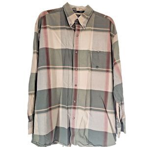 Twenty X  Men's XL Plaid Long Sleeve Button-Down Shirt Sage Green & Cream Color‎